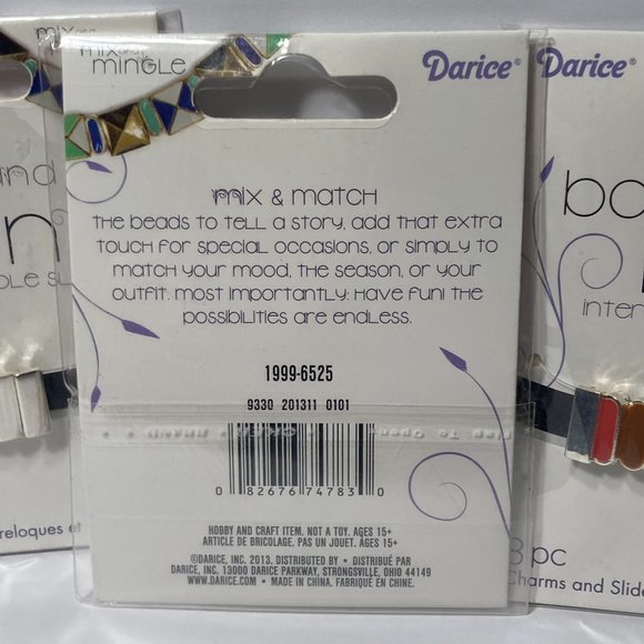 Jewelry Charm Sliders Brown Silver 3 Packs Mix and Mingle Darice Bands a Bling - Picture 6 of 12
